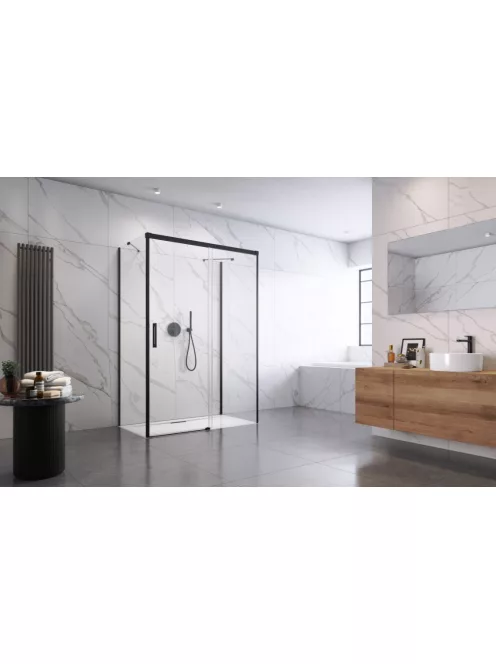 Radaway Idea Black KDJ+S szögletes fekete zuhanykabin 110x90 átlátszó jobbos