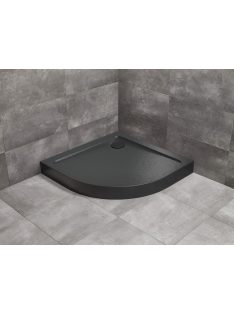   Radaway Doros Stone A íves zuhanytálca előlappal 90x90 antracit, ajándék szifonnal