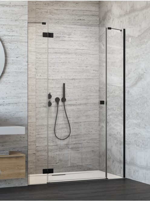 Radaway Essenza Black DWJS fekete zuhanyajtó 110 átlátszó balos