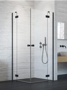   Radaway Essenza Black KDD szögletes fekete zuhanykabin 90x100 átlátszó