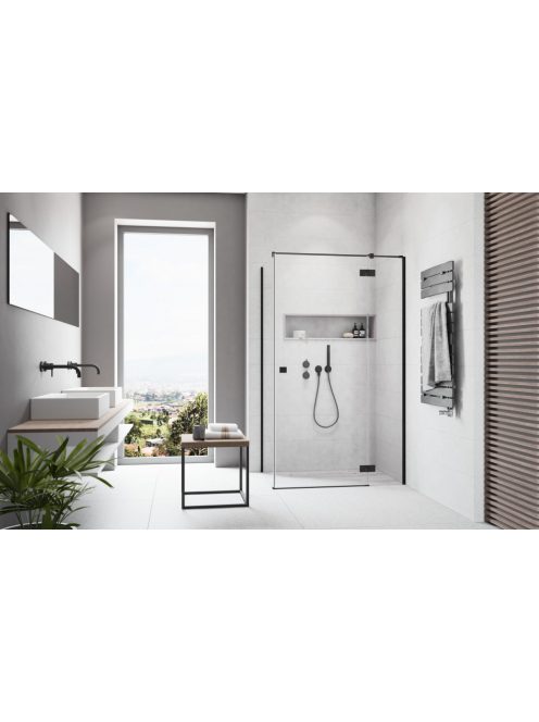 Radaway Essenza Black KDJ szögletes fekete zuhanykabin 80x80 átlátszó jobbos