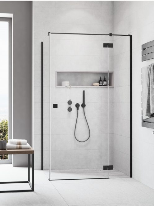 Radaway Essenza Black KDJ szögletes fekete zuhanykabin 120x120 átlátszó balos