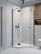 Radaway Essenza Black PTJ szögletes fekete zuhanykabin 100x100 átlátszó balos