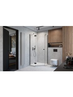   Radaway Essenza Black PTJ szögletes fekete zuhanykabin 100x80 átlátszó balos