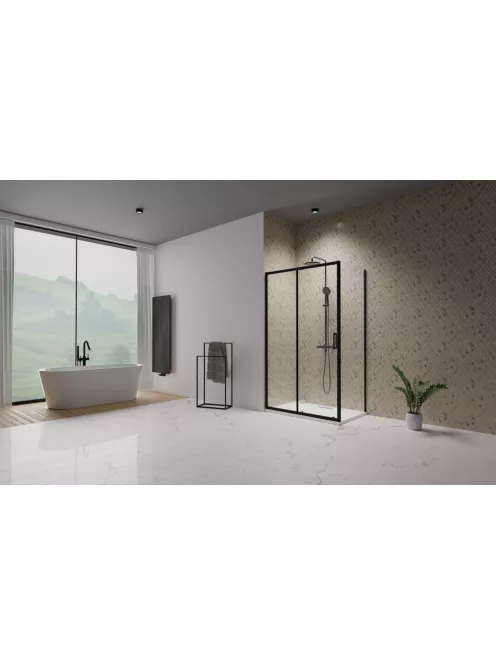 Radaway Premium Pro Black KDJ szögletes fekete zuhanykabin 100x100 átlátszó jobbos