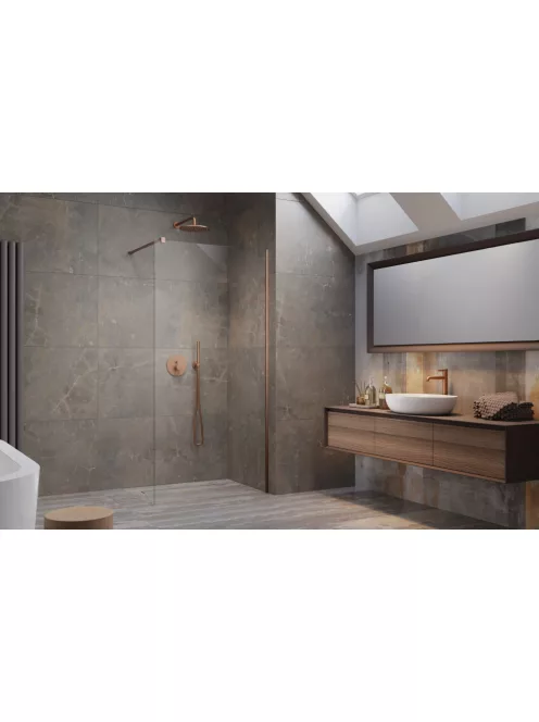 Radaway Modo New Brushed Copper II Walk-in szálcsiszolt réz zuhanyfal 60 átlátszó