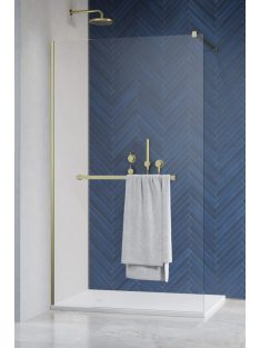   Radaway Modo New Brushed Gold II Walk-in szálcsiszolt arany zuhanyfal törölközőtartóval 90 átlátszó