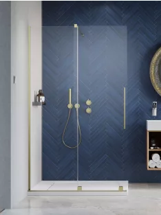   Radaway Furo Brushed Gold Walk-in szálcsiszolt arany zuhanyfal 140 jobbos átlátszó