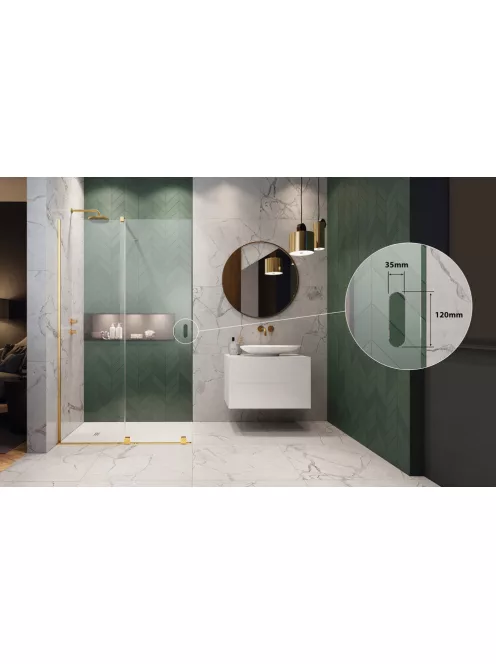 Radaway Furo Brushed Gold Walk-in szálcsiszolt arany zuhanyfal 150 jobbos átlátszó