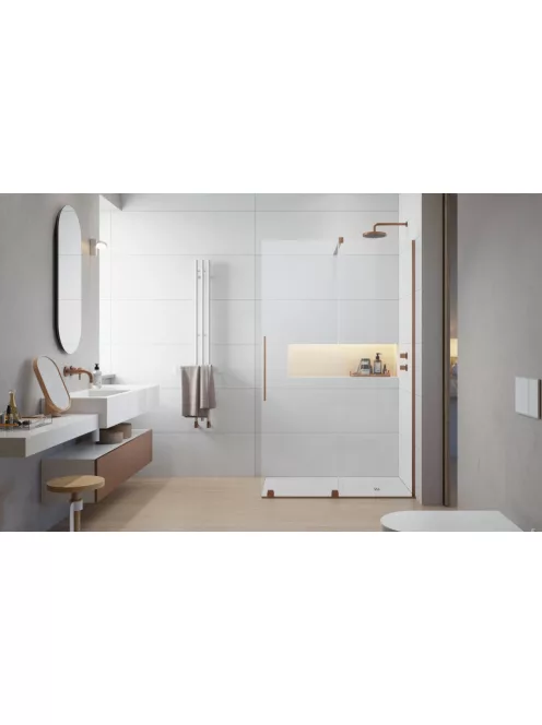 Radaway Furo Brushed Copper Walk-in szálcsiszolt réz zuhanyfal 90 balos átlátszó