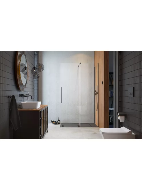 Radaway Furo Brushed GunMetal Walk-in szálcsiszolt fegyvermetál zuhanyfal 80 balos átlátszó