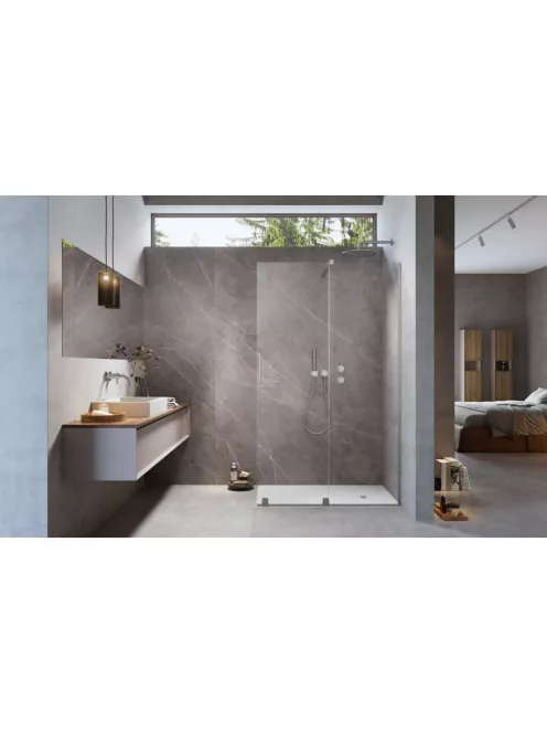 Radaway Furo Brushed Nickel Walk-in szálcsiszolt króm zuhanyfal 80 balos átlátszó