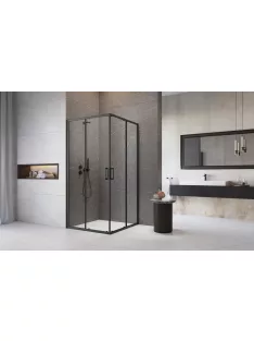   Radaway Premium Pro Black KDD szögletes fekete zuhanykabin 80x80 átlátszó