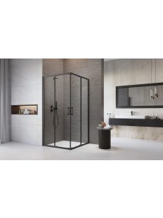   Radaway Premium Pro Black KDD szögletes fekete zuhanykabin 90x90 átlátszó
