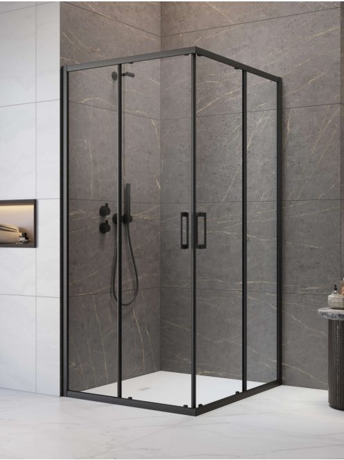 Radaway Premium Pro Black KDD szögletes fekete zuhanykabin 100x90 átlátszó