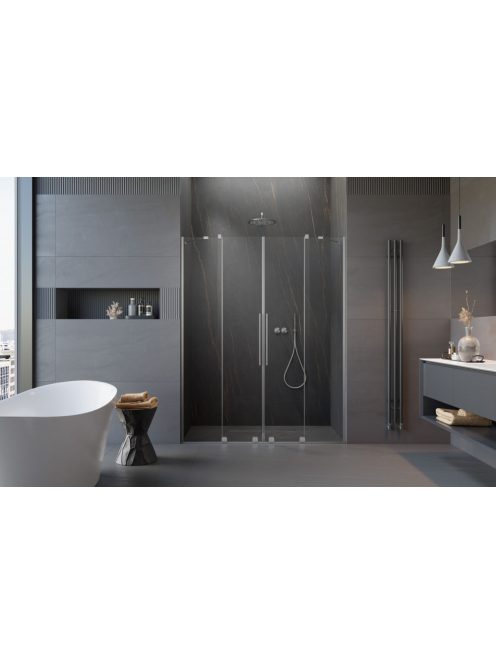 Radaway Furo Brushed Nickel DWD szálcsiszolt króm zuhanyajtó 160 átlátszó