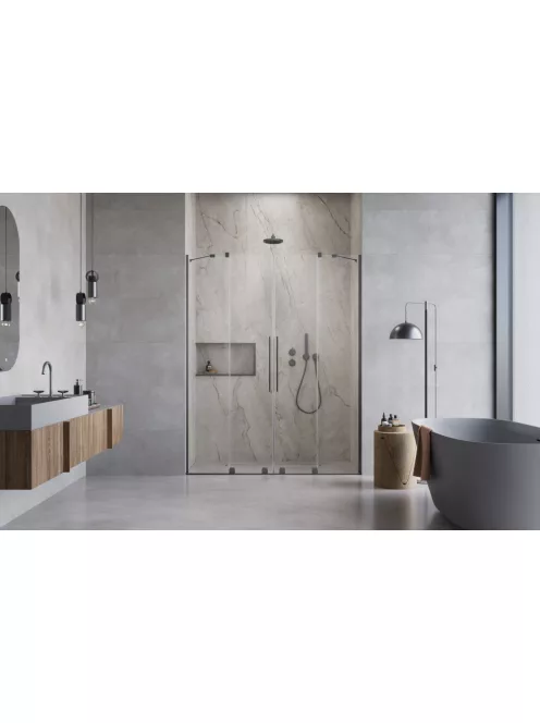 Radaway Furo Brushed GunMetal DWD szálcsiszolt fegyvermetál zuhanyajtó 130 átlátszó