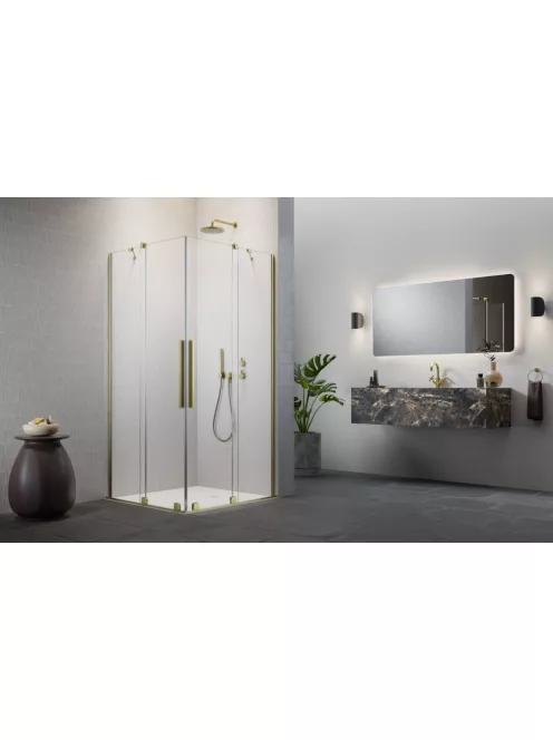 Radaway Furo Brushed Gold KDD szögletes szálcsiszolt arany zuhanykabin 80x80 átlátszó