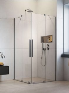   Radaway Furo Brushed Nickel KDD szögletes szálcsiszolt króm zuhanykabin 90x80 átlátszó