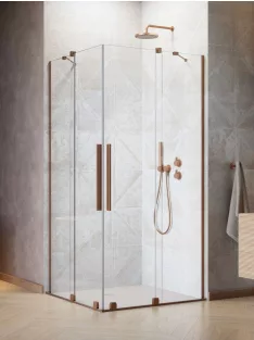   Radaway Furo Brushed Copper KDD szögletes szálcsiszolt réz zuhanykabin 80x80 átlátszó