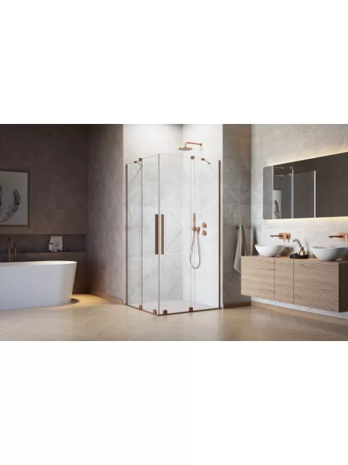 Radaway Furo Brushed Copper KDD szögletes szálcsiszolt réz zuhanykabin 120x80 átlátszó