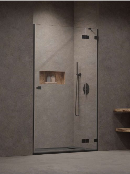 Radaway Essenza Pro Brushed GunMetal DWJ szálcsiszolt fegyvermetál zuhanyajtó 90 balos átlátszó