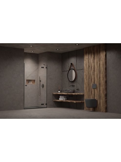 Radaway Essenza Pro Brushed GunMetal DWJ szálcsiszolt fegyvermetál zuhanyajtó 90 balos átlátszó