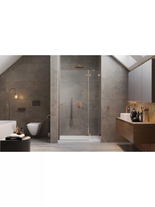 Radaway Essenza Pro Brushed Copper DWJ szálcsiszolt réz zuhanyajtó 80 átlátszó balos