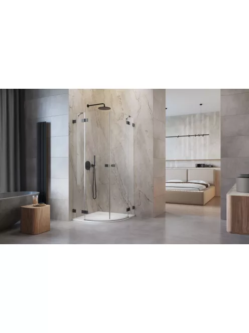 Radaway Essenza Pro Brushed GunMetal PDD íves szálcsiszolt fegyvermetál zuhanykabin 80x90 átlátszó
