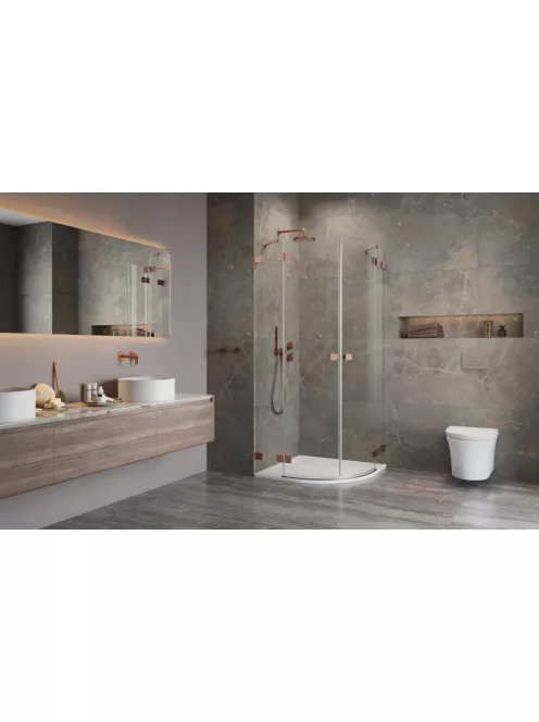 Radaway Essenza Pro Brushed Copper PDD íves szálcsiszolt réz zuhanykabin 100x90 átlátszó