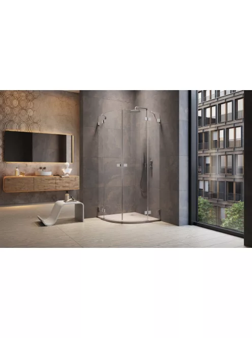 Radaway Essenza Pro Brushed Nickel PDD íves szálcsiszolt króm zuhanykabin 90x80 átlátszó