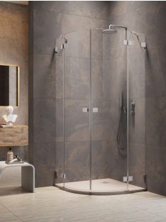   Radaway Essenza Pro Brushed Nickel PDD íves szálcsiszolt króm zuhanykabin 90x90 átlátszó