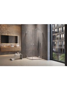   Radaway Essenza Pro Brushed Nickel PDD íves szálcsiszolt króm zuhanykabin 90x90 átlátszó