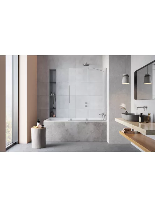 Radaway Furo Brushed Nickel PND II szálcsiszolt króm kádparaván 170 átlátszó jobbos