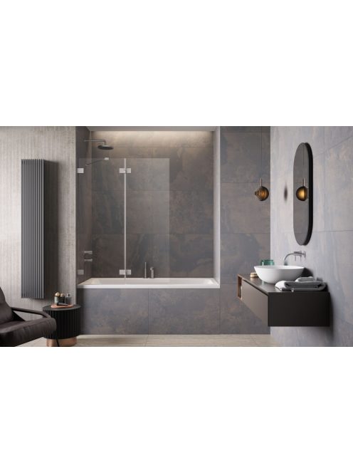 Radaway Essenza Pro Brushed Nickel PND II szálcsiszolt króm kádparaván 130 átlátszó balos