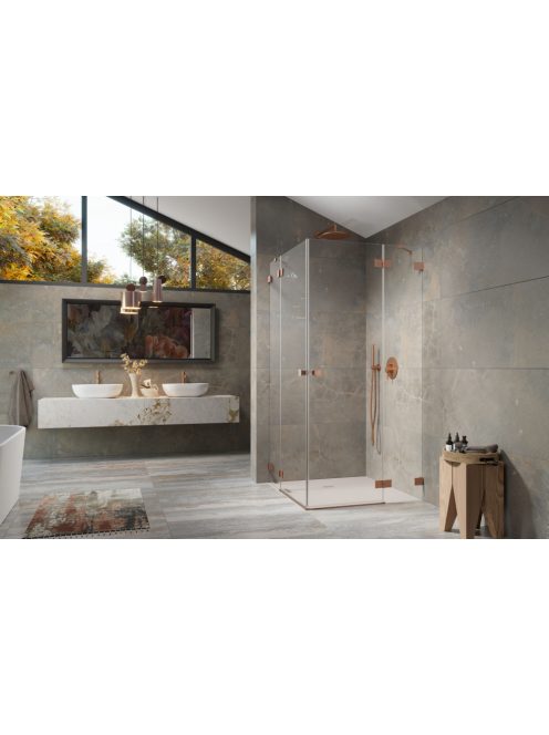 Radaway Essenza Pro Brushed Copper KDD szögletes szálcsiszolt réz zuhanykabin 80x100 átlátszó