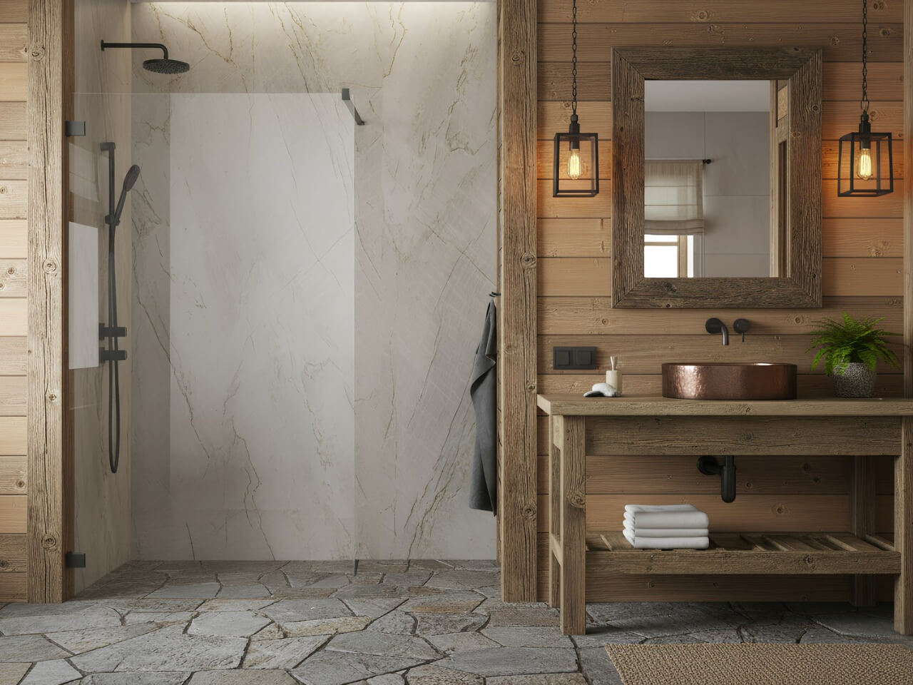 Rusztikus fürdőszoba ötletek: burkolat, kiegészítők és zuhanykabinok, amik stílusban maradnak